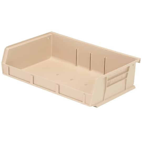 B2777186 11 x 7.37 x 3 in. Ultra Series Stack & Hang Bin, Ivory - Polypropylene - 3 Slots - Pack of 8